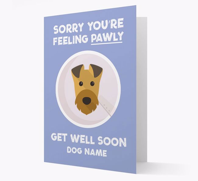 Personalized 'Sorry you're feeling pawly, get well soon {dogsName}' Card